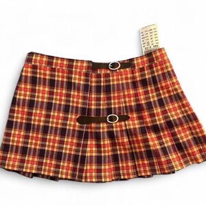 Brandy Melville Plaid Pleated Buckle Skirt